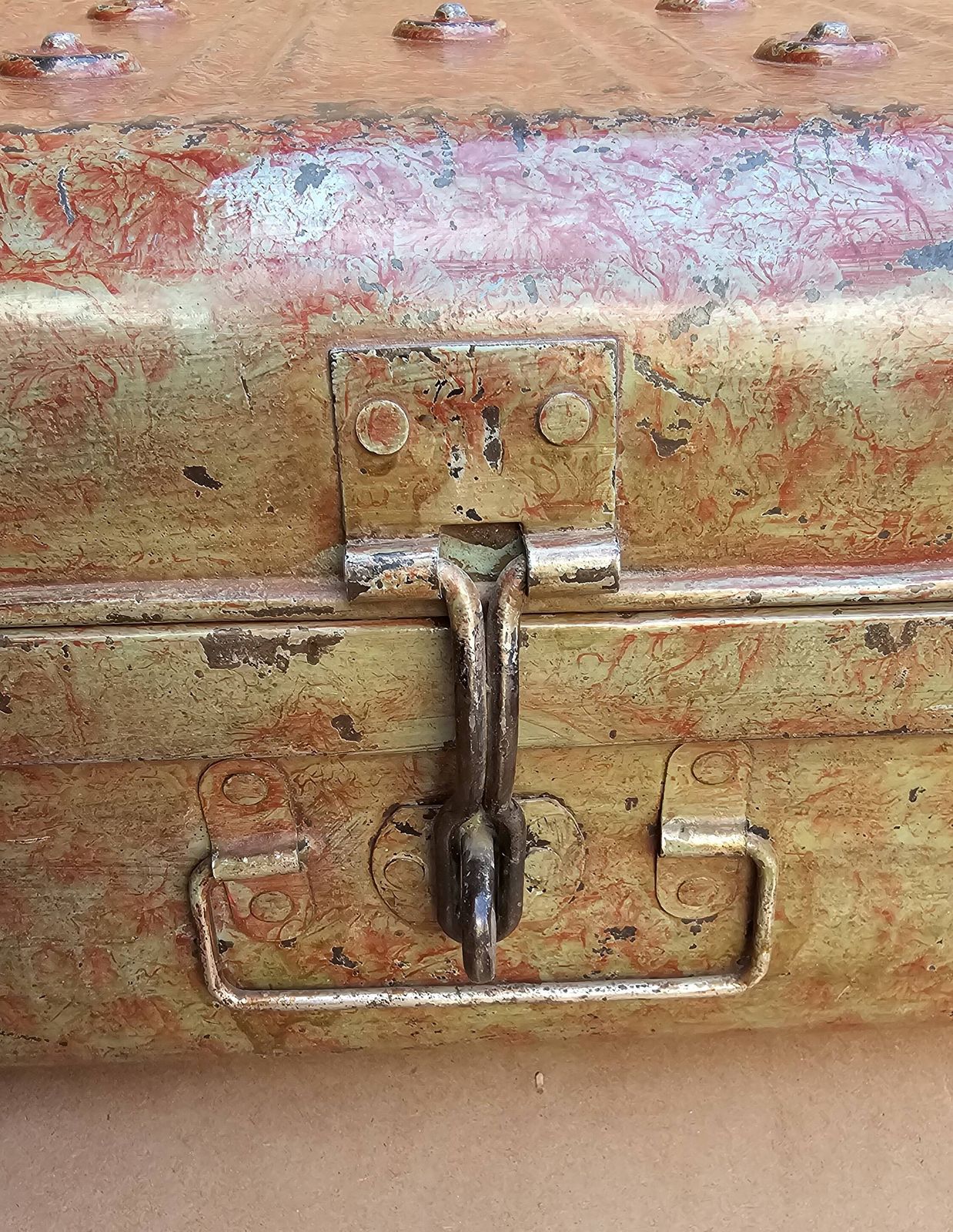 Old Metal And Brass Travel Trunk From The Indian Railway photo Furniture