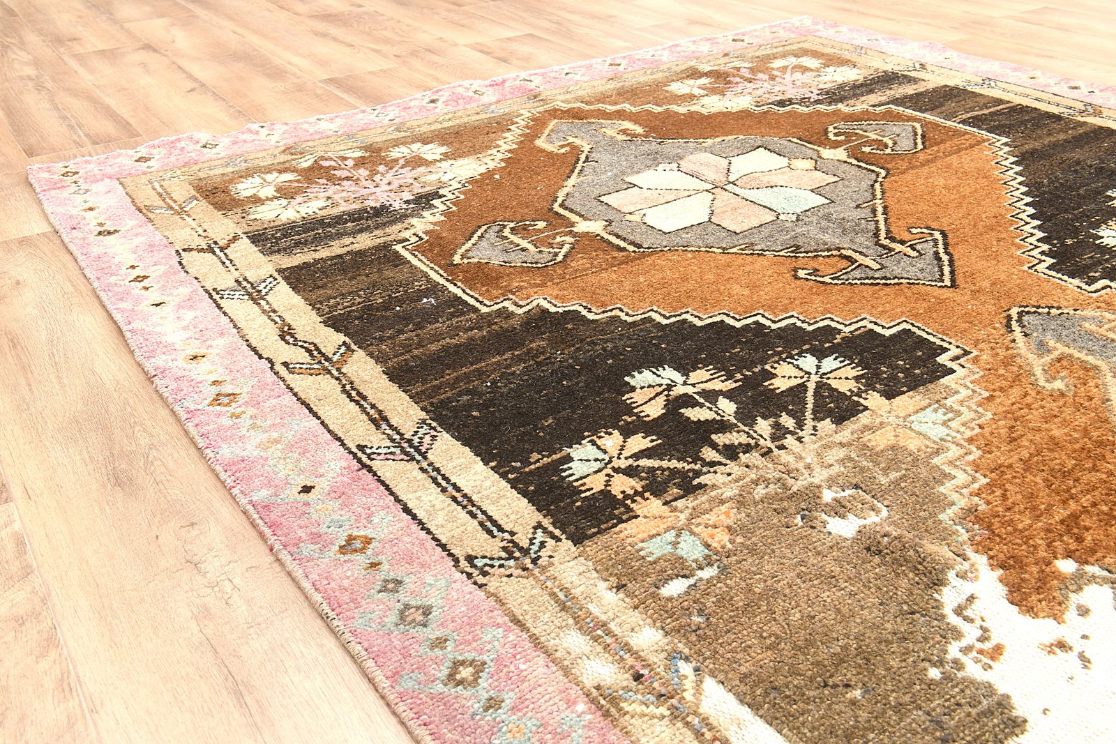 5'1x11'7 Ft, Vintage Turkish Wide Runner, Handmade, Soft Wool, Stair Rugs, Hallway Carpet, Woven Oushak Rug, Brown Orange Tones photo vintage