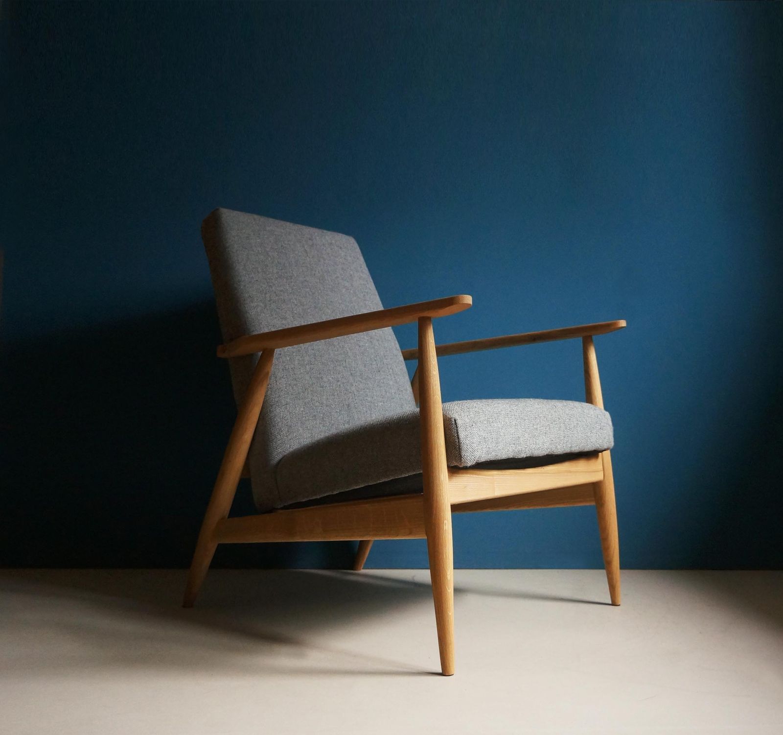 Pair Of Vintage Style Armchairs, Modern, Gray Upholstery, Brass Finishes. photo buy