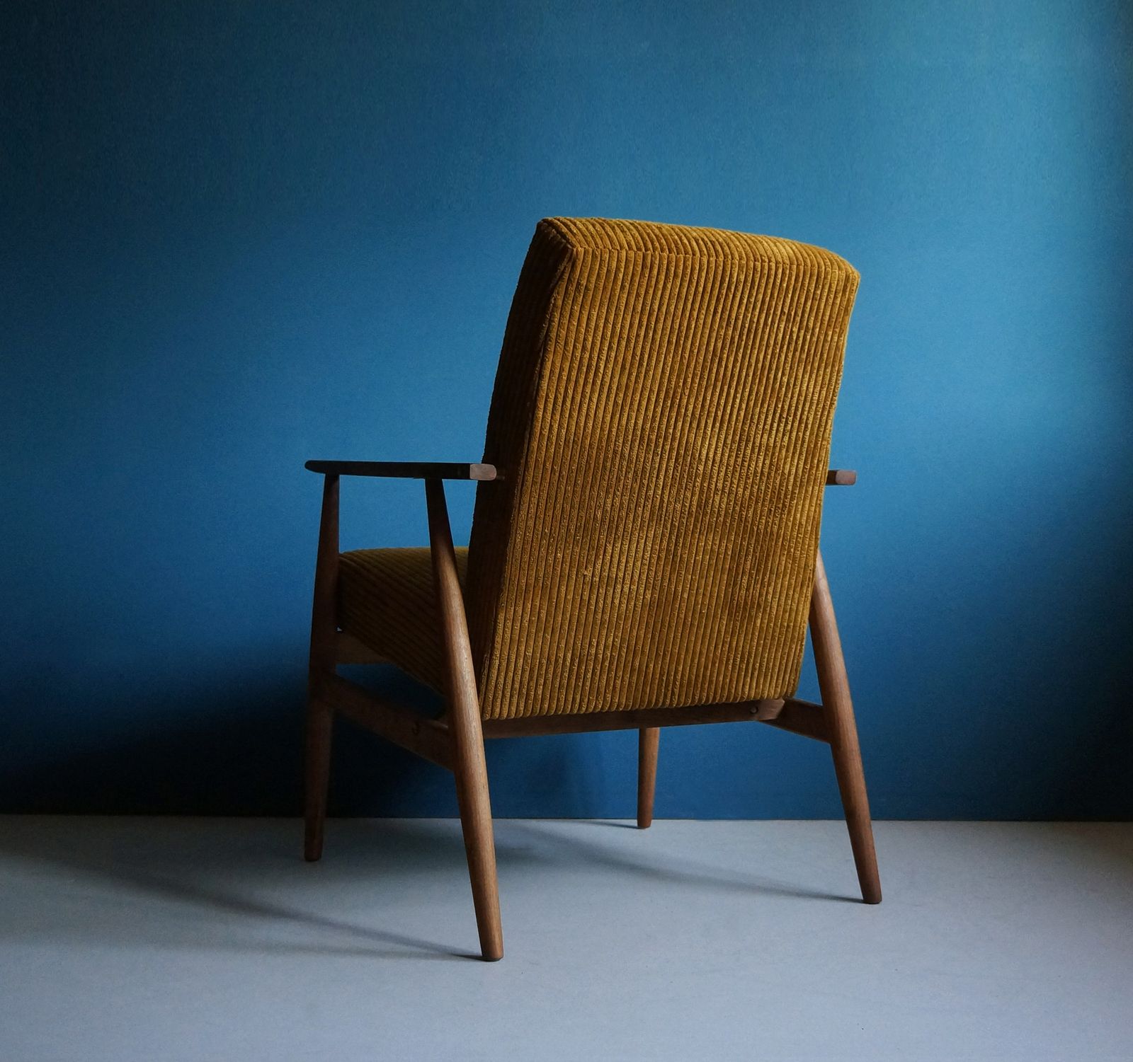 The Pair Of Vintage Armchair From Mid Century, Dark Mustard, Restored photo furniture