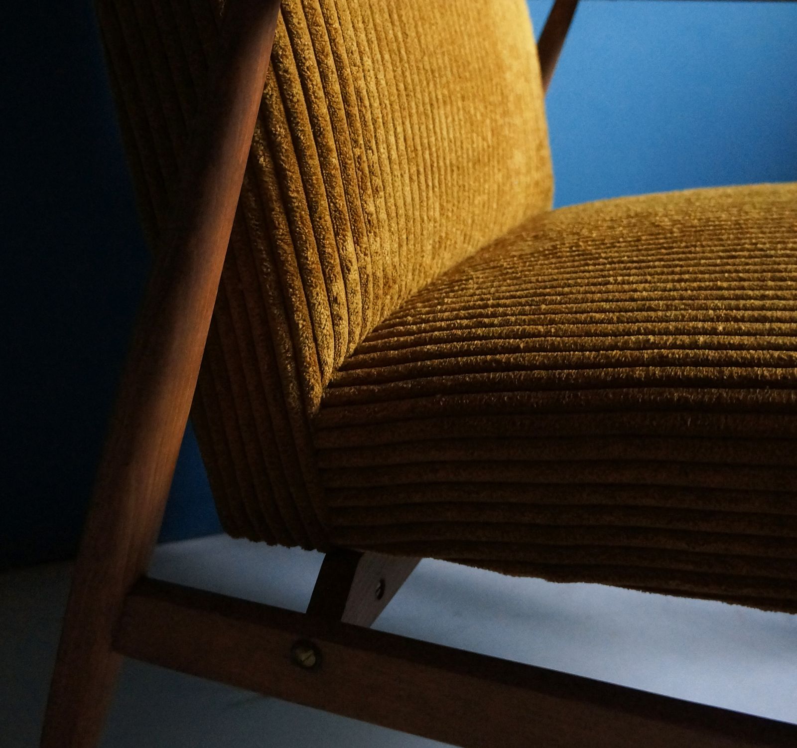 The Pair Of Vintage Armchair From Mid Century, Dark Mustard, Restored photo buy