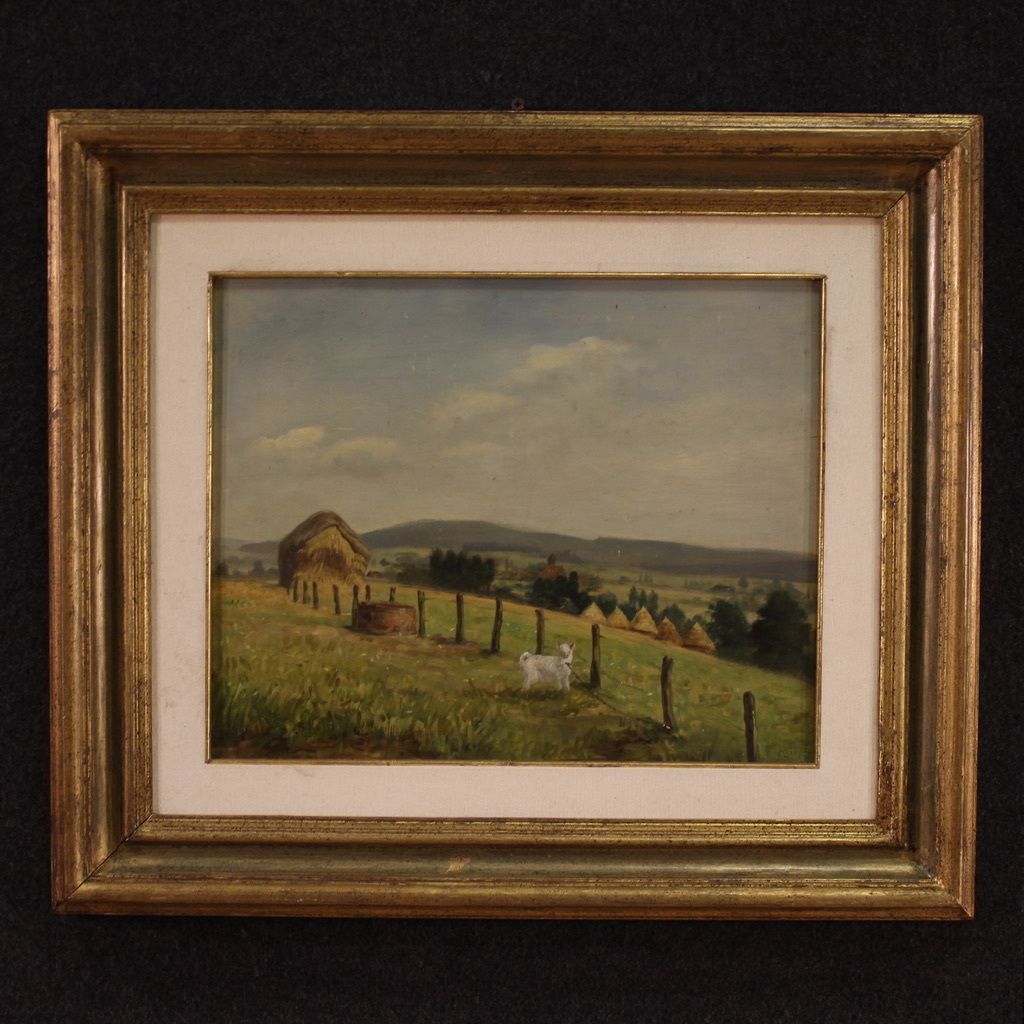 Small Signed Landscape Painting From The 20th Century photo furniture