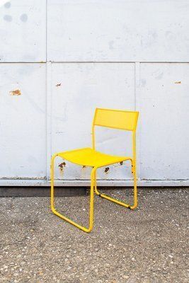 Perforated Metal Yellow Italian Chairs By Flyline, 1970s, Set Of 4 photo furniture