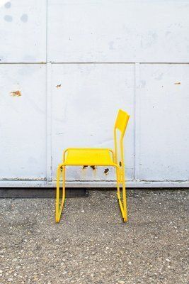 Perforated Metal Yellow Italian Chairs By Flyline, 1970s, Set Of 4 photo Furniture