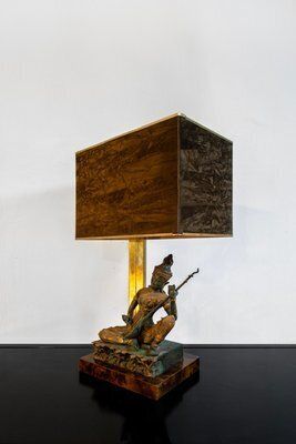 Thai Musician Table Lamp In Brass And Bronze, 1970s photo furniture