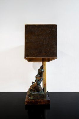 Thai Musician Table Lamp In Brass And Bronze, 1970s photo for sale