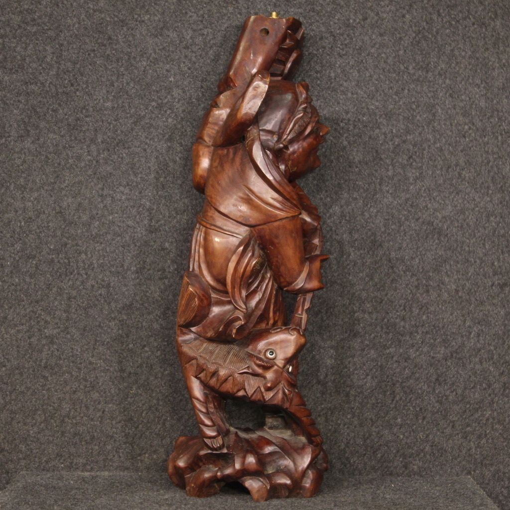 Oriental Wooden Sculpture From The 60s photo Art
