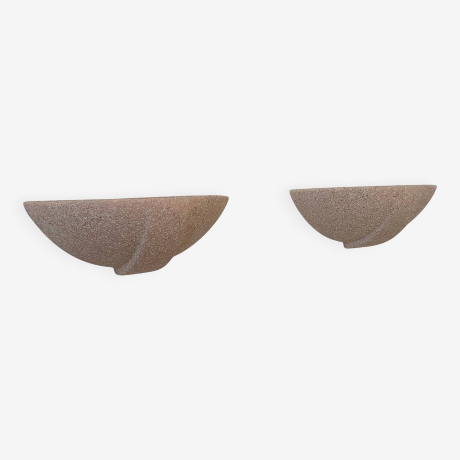 Pair Of Vintage Plaster Sconces, Speckled Pink, France 1970