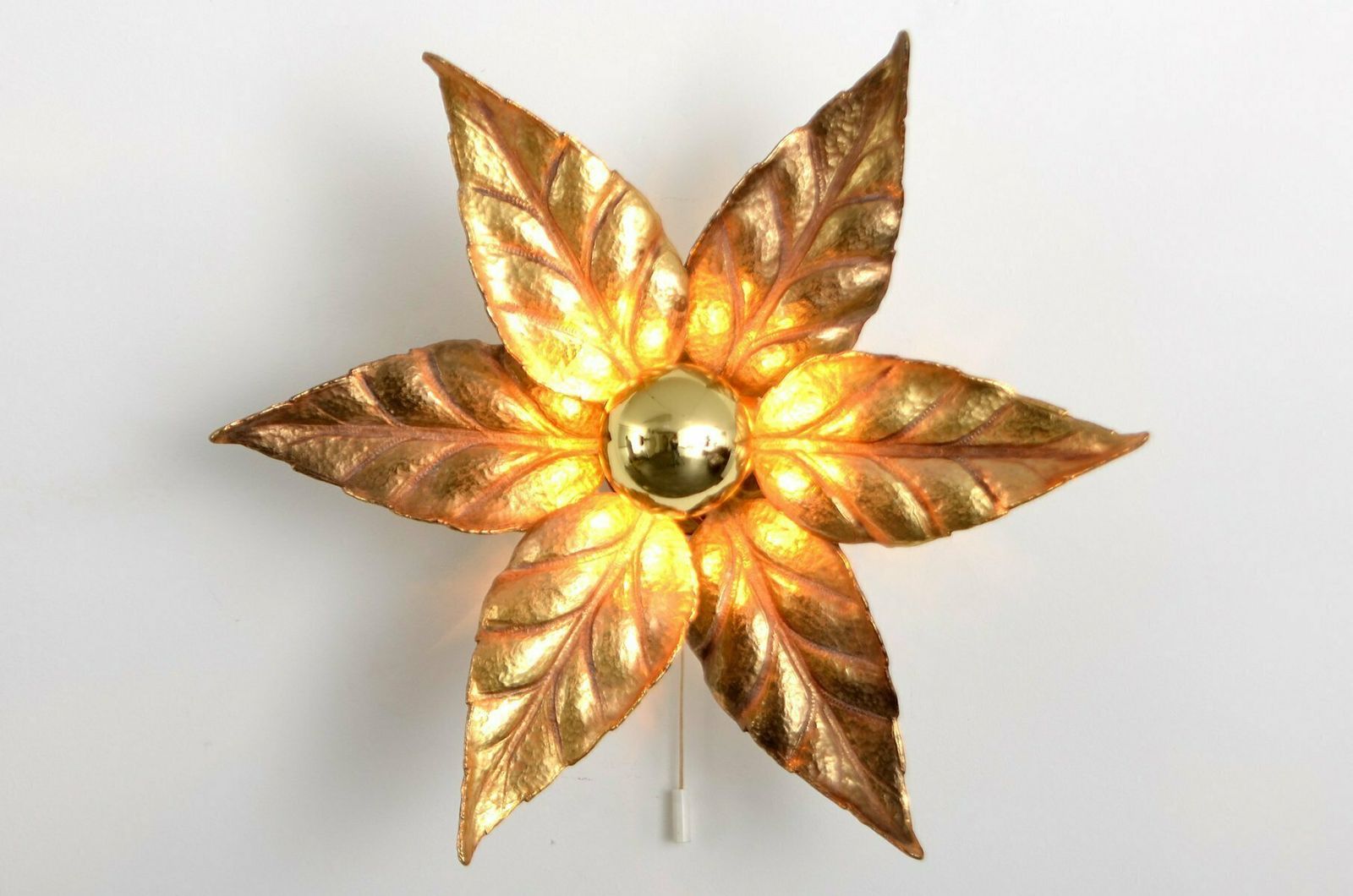 Set Of 2 Willy Daro Brass Flower Sconce From Massive Lighting, 1970s photo vintage