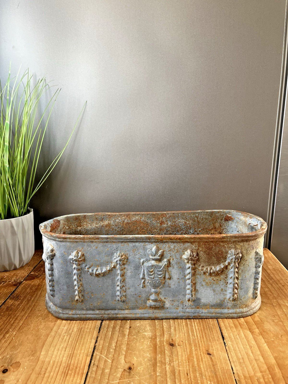 Antique 19th C French Regency Urn Cast Iron Planter Flower Trough Plant Pot photo 195.0