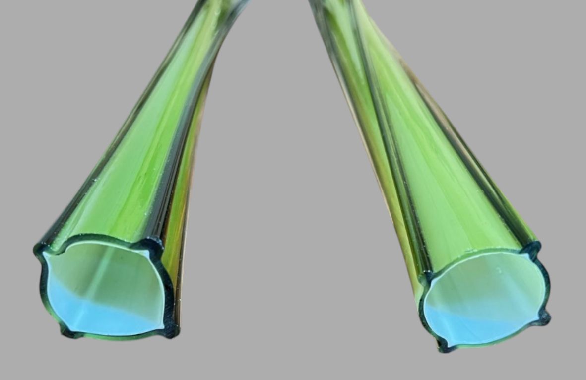 An Attractive Pair Lime Green Art Glass Bud Vases photo Home Decor