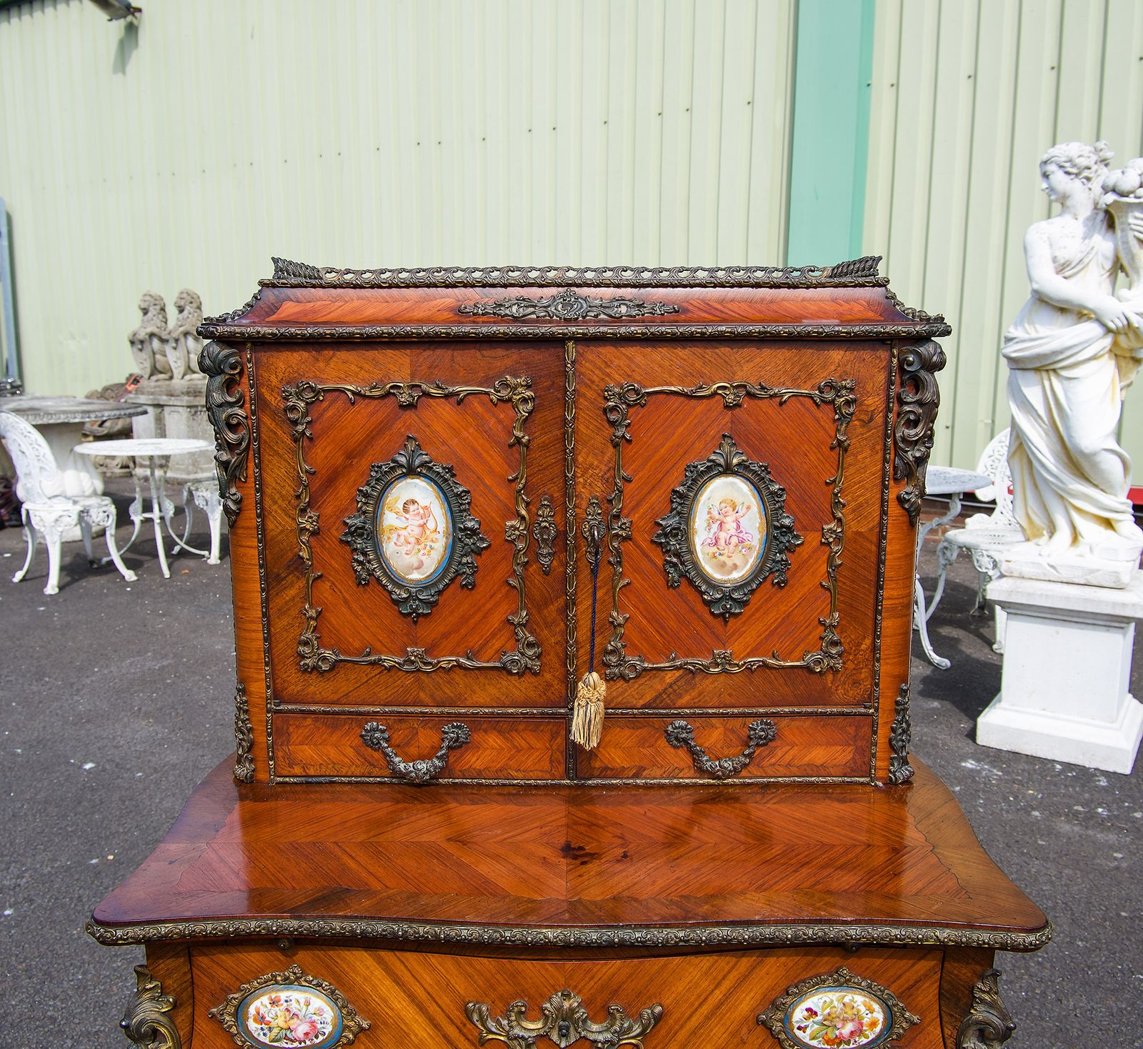 Antique French Kingwood Side Cabinet With Porcelain Plaques photo buy