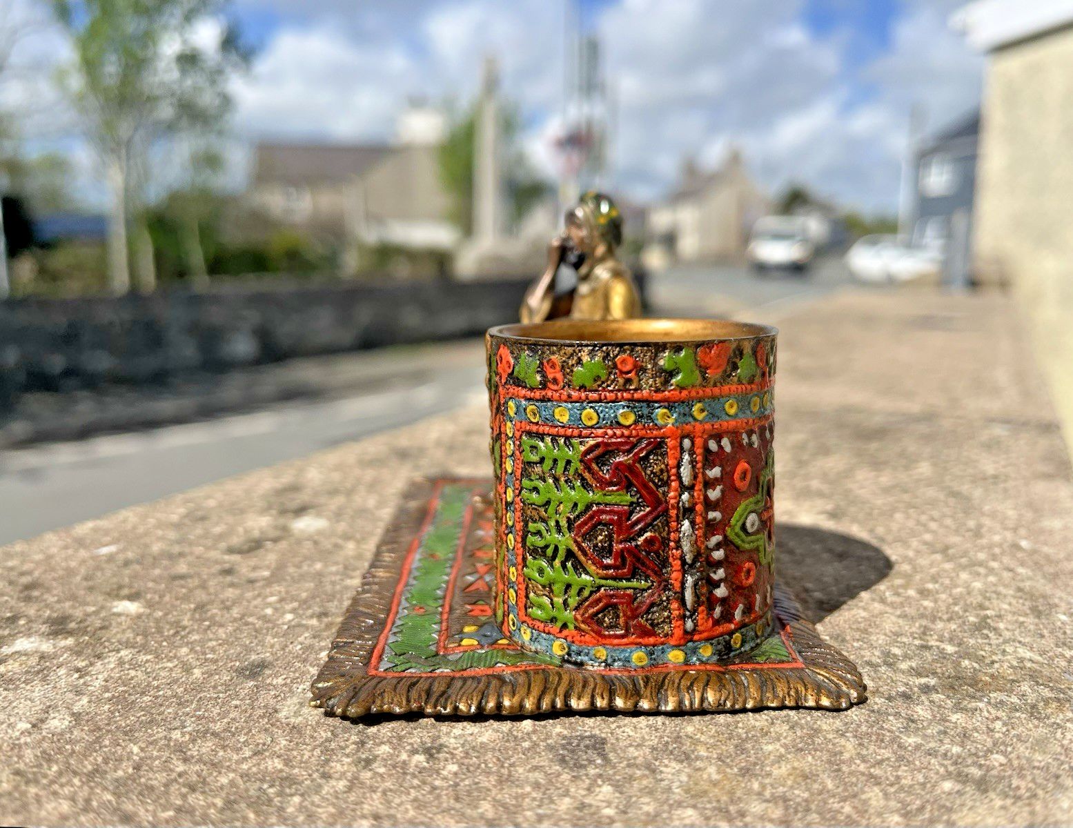 Antique Cold Painted Bronze Austria Arab Carpet Match Holder After Franz Bergman photo vinterior