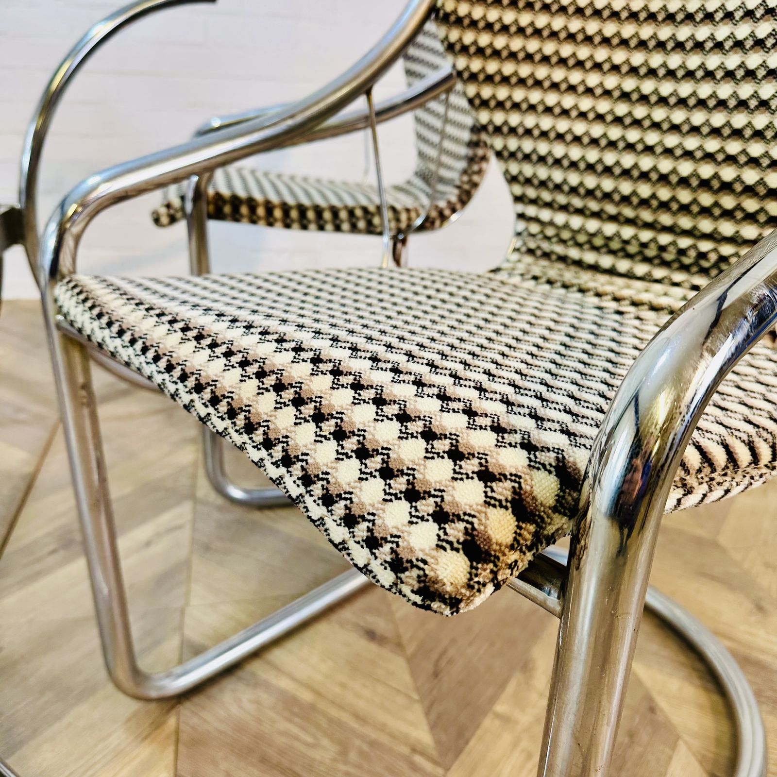 photo buy Vintage Gastone Rinaldi Chrome Chairs + Glass Table, Circa 1970s