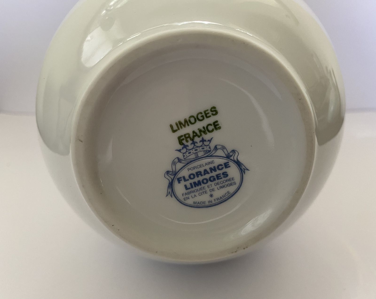 Limoges France, Porcelaine, Pair Of (Matching Vase And Trinket Dish) Florance Limoges, 1950’s photo vintage