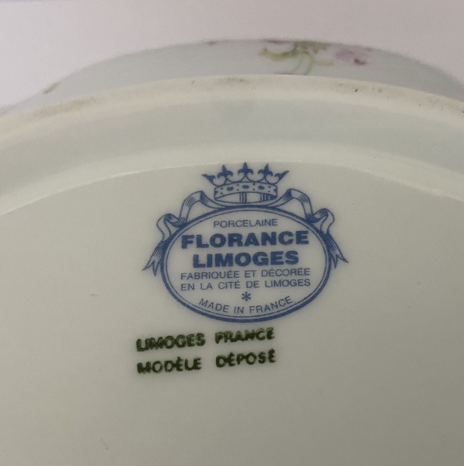 photo vintage Limoges France, Porcelaine, Pair Of (Matching Vase And Trinket Dish) Florance Limoges, 1950’s