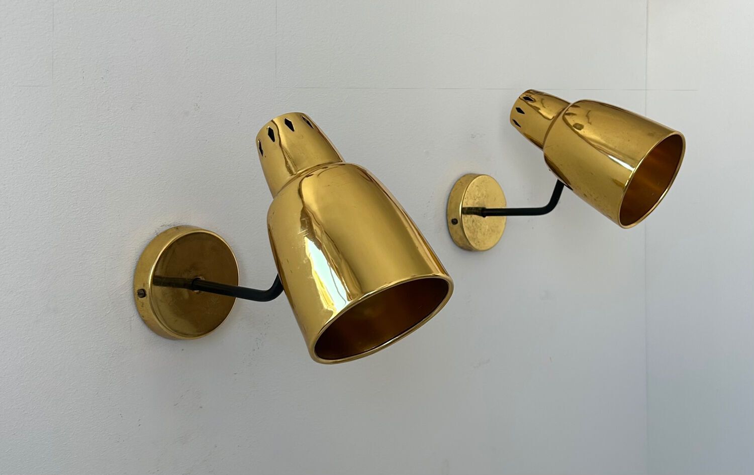 Pair Of Vintage Adjustable Wall Lights, Brass, France 1960 photo furniture