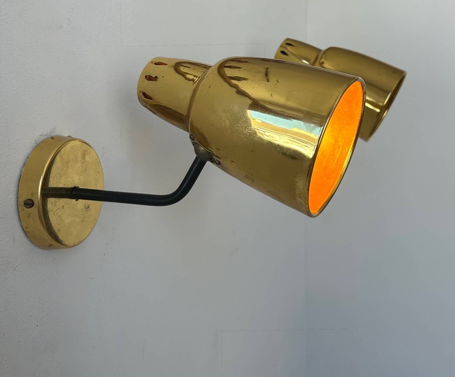 photo furniture Pair Of Vintage Adjustable Wall Lights, Brass, France 1960