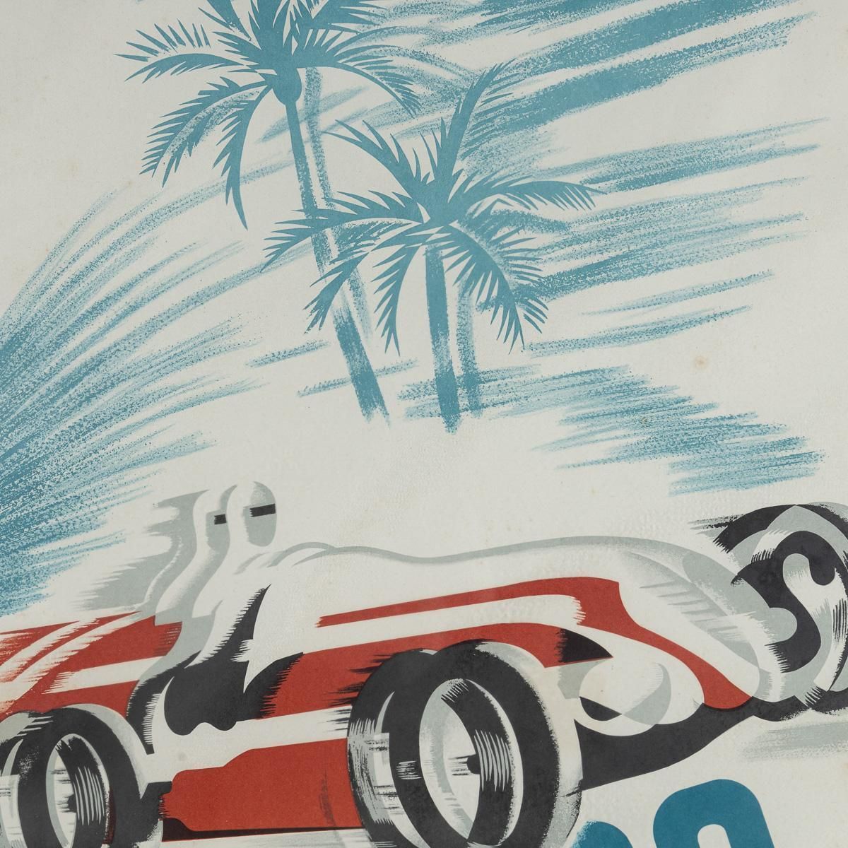 Vintage 20thc Framed 1950 Monaco Grand Prix Poster By Bernard Minne C.1983 photo vinterior