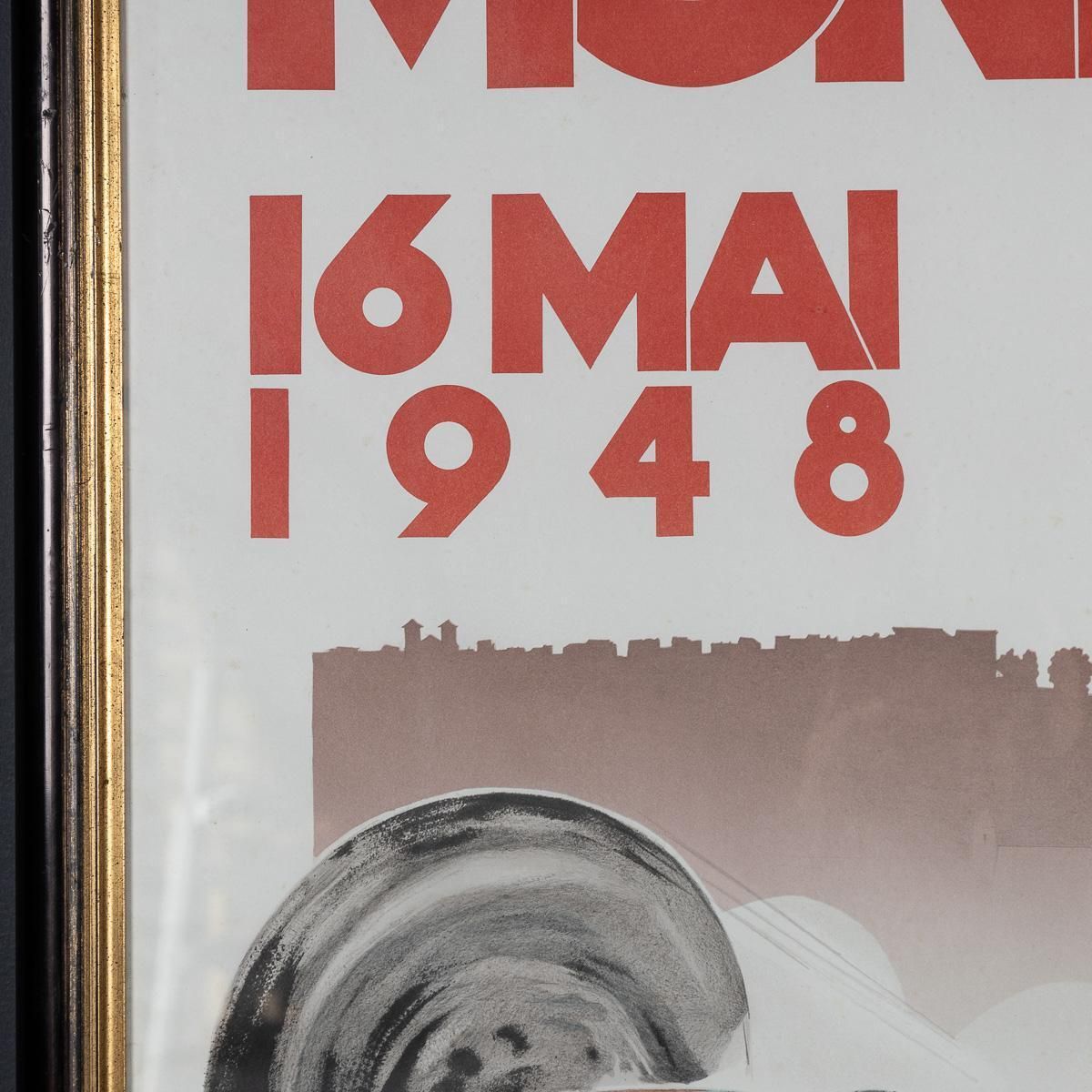 Vintage 20thc Framed 1948 Monaco Grand Prix Poster By Georges Hamel C.1985 photo vintage