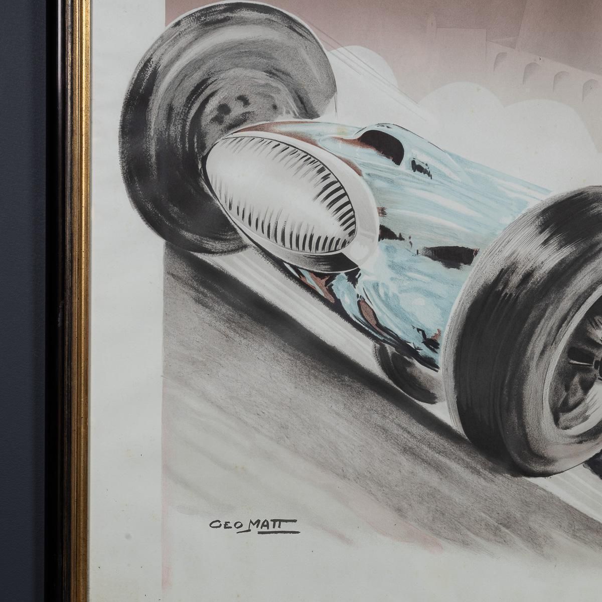 1014.0 Vintage 20thc Framed 1948 Monaco Grand Prix Poster By Georges Hamel C.1985 photo
