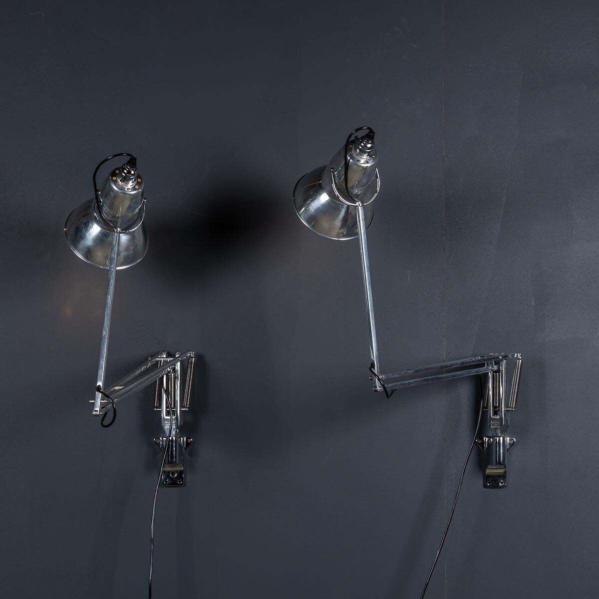 Vintage 20thc Pair Of Original English Angle Poise Wall Mounted Lamps C.1970 photo buy