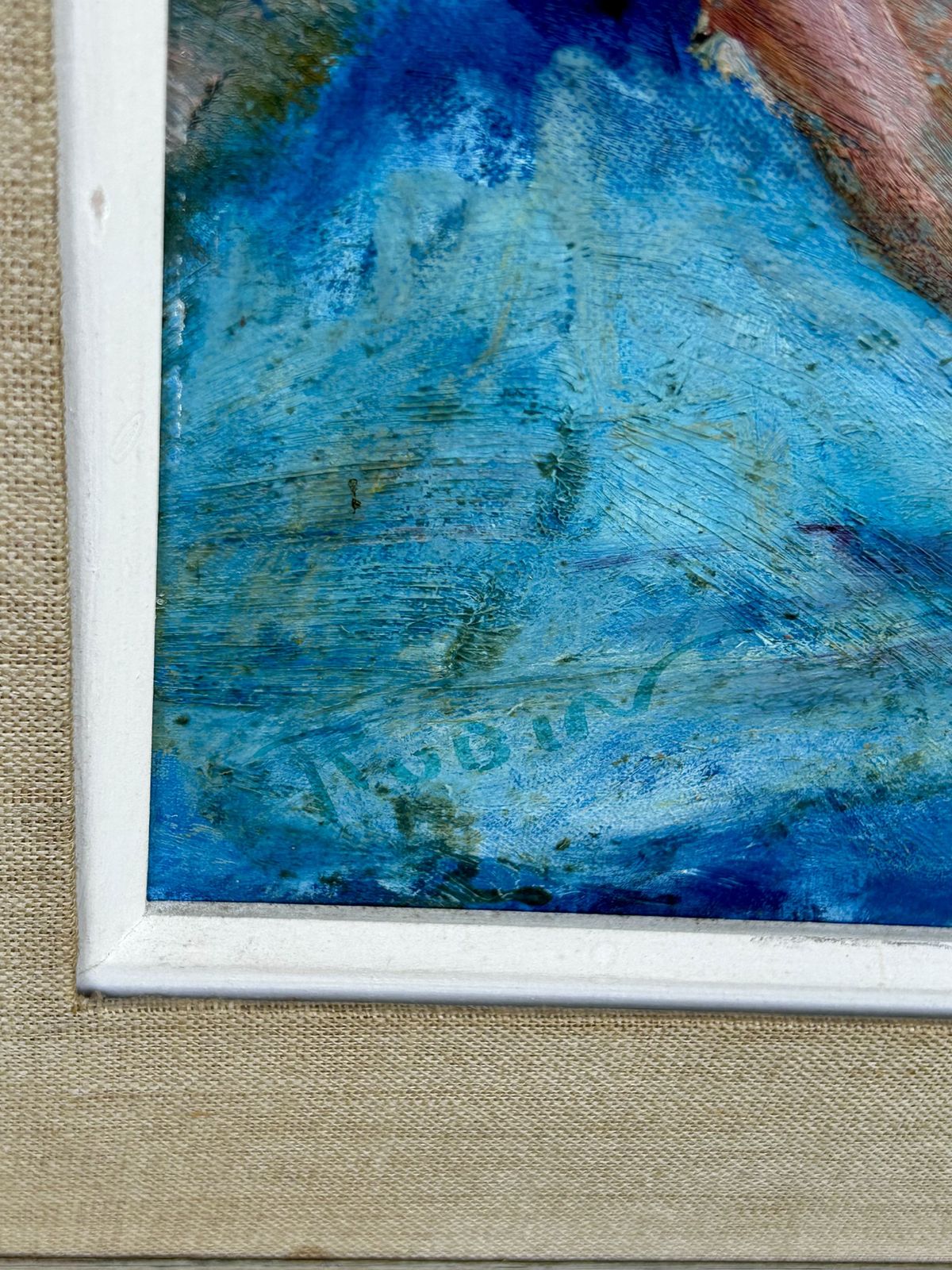 Art Mid Century Oil On Board Of Captain, Signed Rubin photo