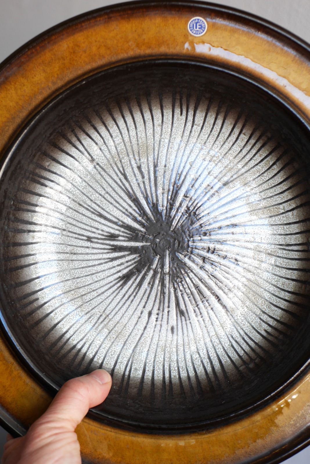 Large Mid Century Modern Pottery Bowl Made By Mari Simmulson For Upsala Ekeby, Art Ceramic Known As "Cleo" From 1970s photo for sale