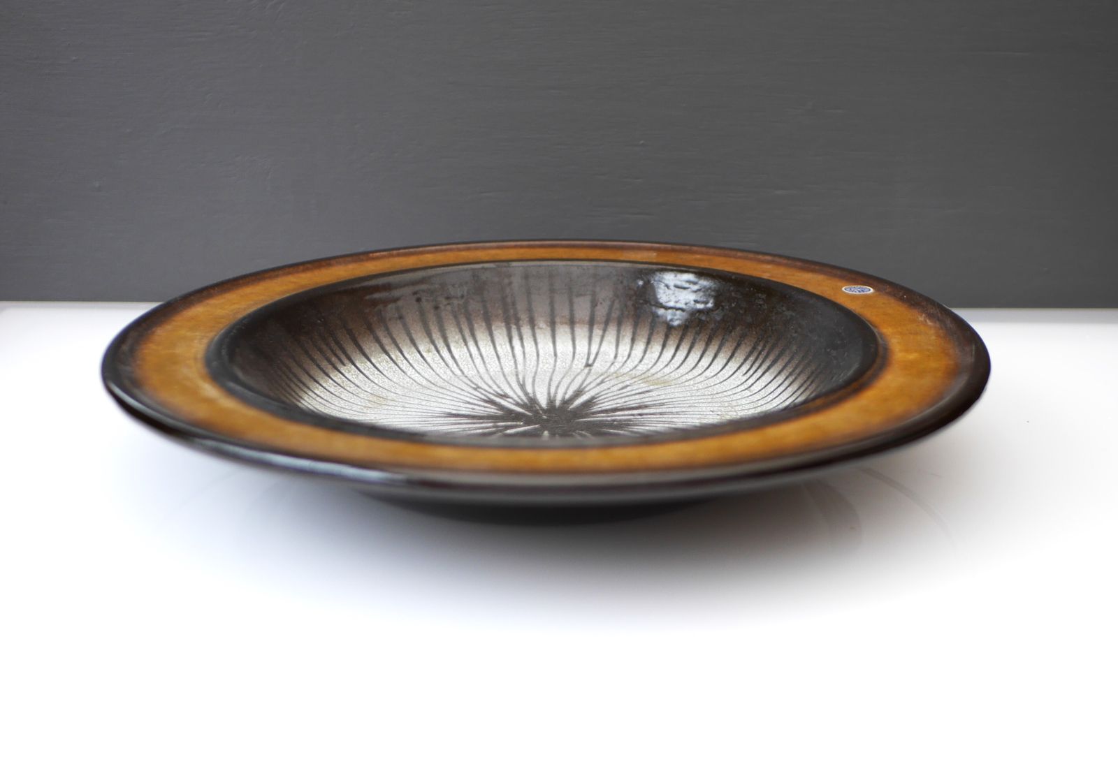 Large Mid Century Modern Pottery Bowl Made By Mari Simmulson For Upsala Ekeby, Art Ceramic Known As "Cleo" From 1970s