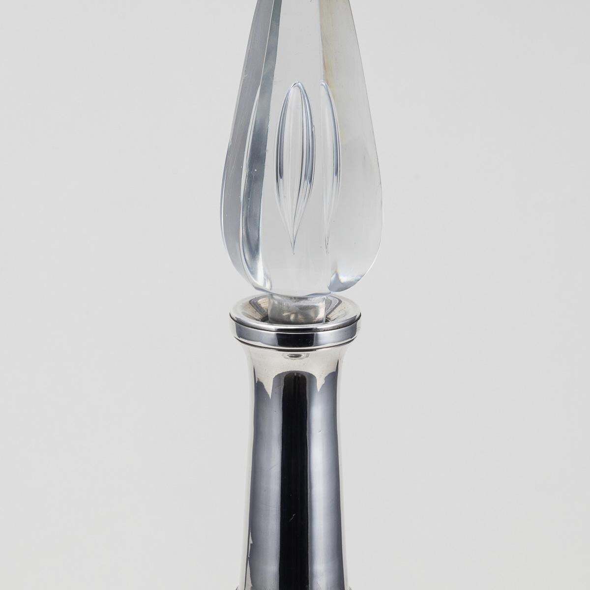 Stunning 20thc French Art Deco Solid Silver & Baccarat Crystal Decanter C.1920 photo vinterior