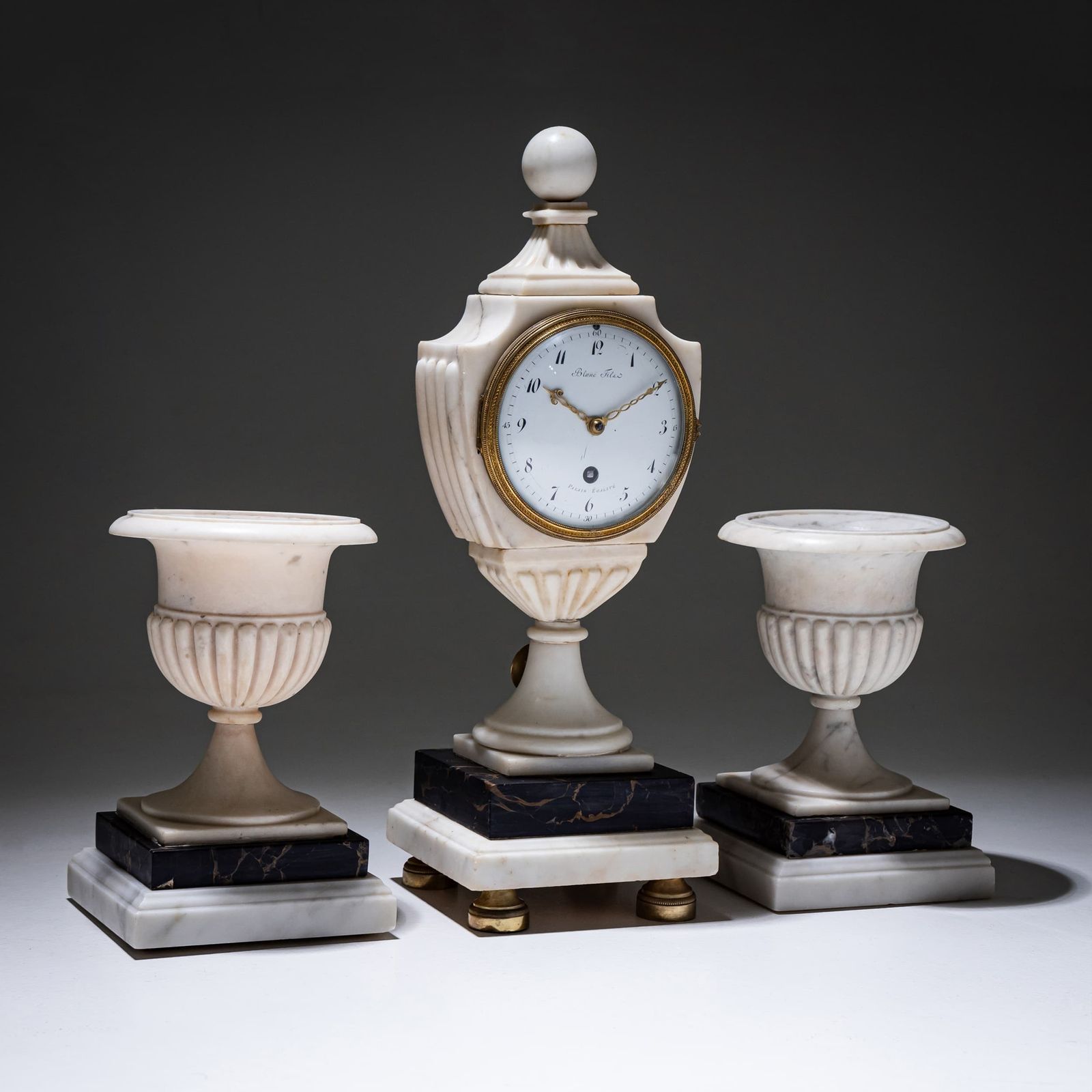 Marble Mantel Clock With Matching Vases, Circa 1830 photo 5700.0