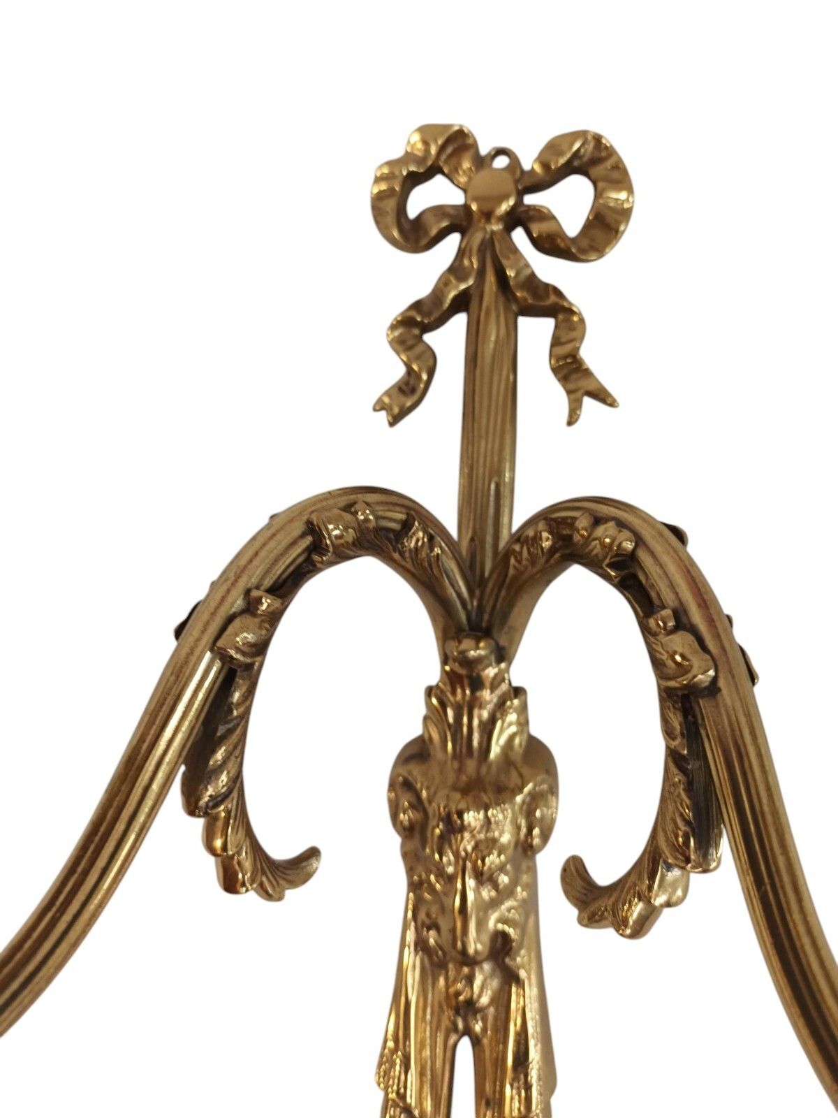 Antique Wall Sconce Light Candle Holder French Style Gold Rams Head Louis XV photo vinterior