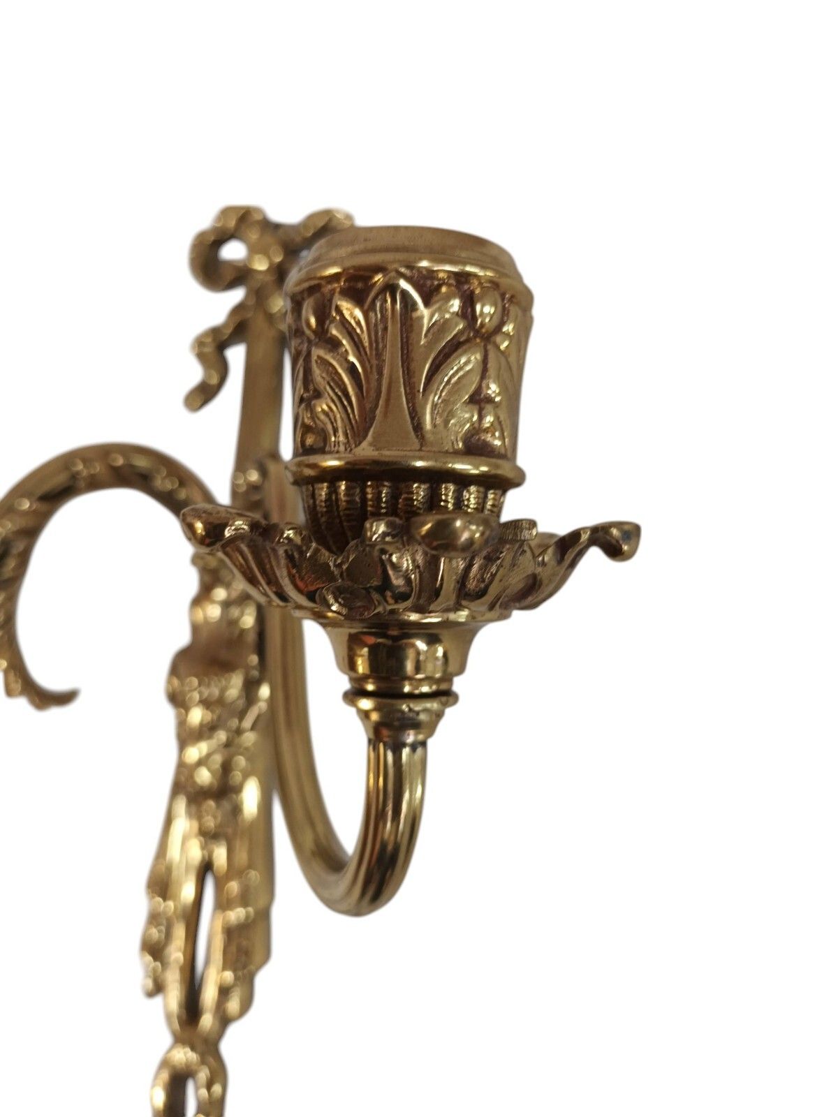 Antique Wall Sconce Light Candle Holder French Style Gold Rams Head Louis XV photo vintage