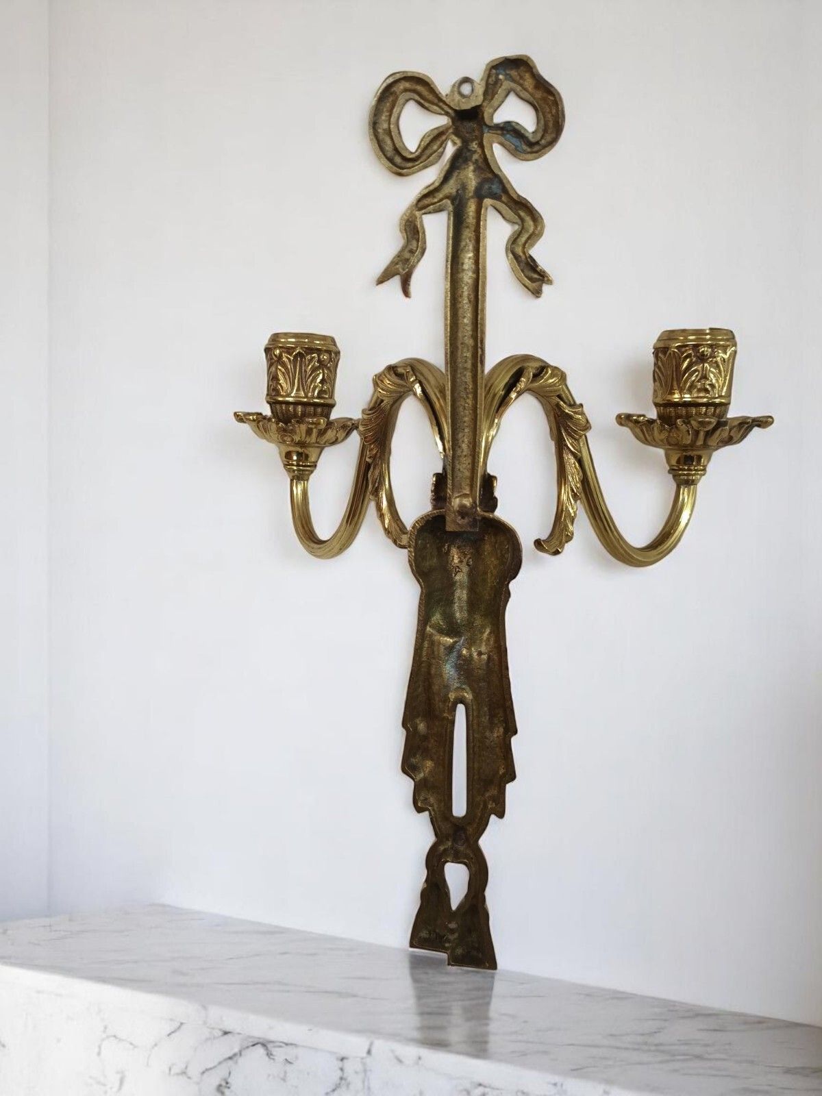 Home Decor Antique Wall Sconce Light Candle Holder French Style Gold Rams Head Louis XV photo