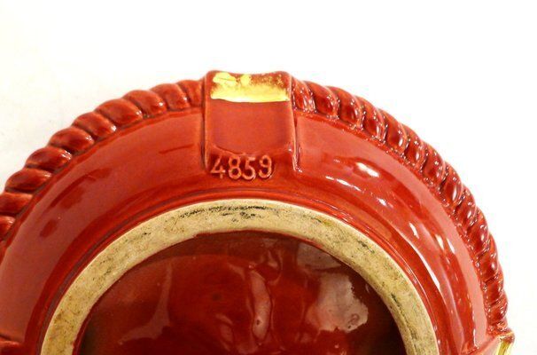 Buoy Ashtray In Red Earthenware And Gilding With Marine Decoration From Verceram, France 1950s 1960s photo 55.0