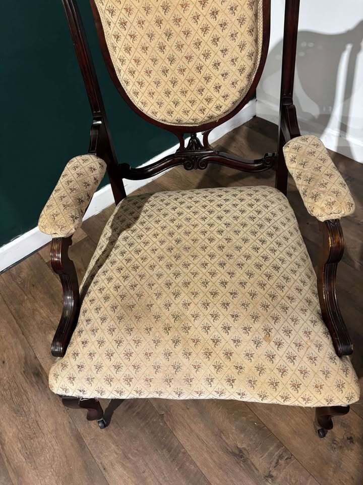 photo for sale Pair Of Antique Mahogany Framed Drawing Room Chairs