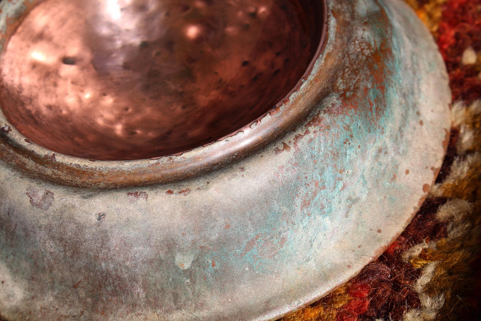 Edwardian Country House Verdigris Copper Dogs Water Bowl photo for sale