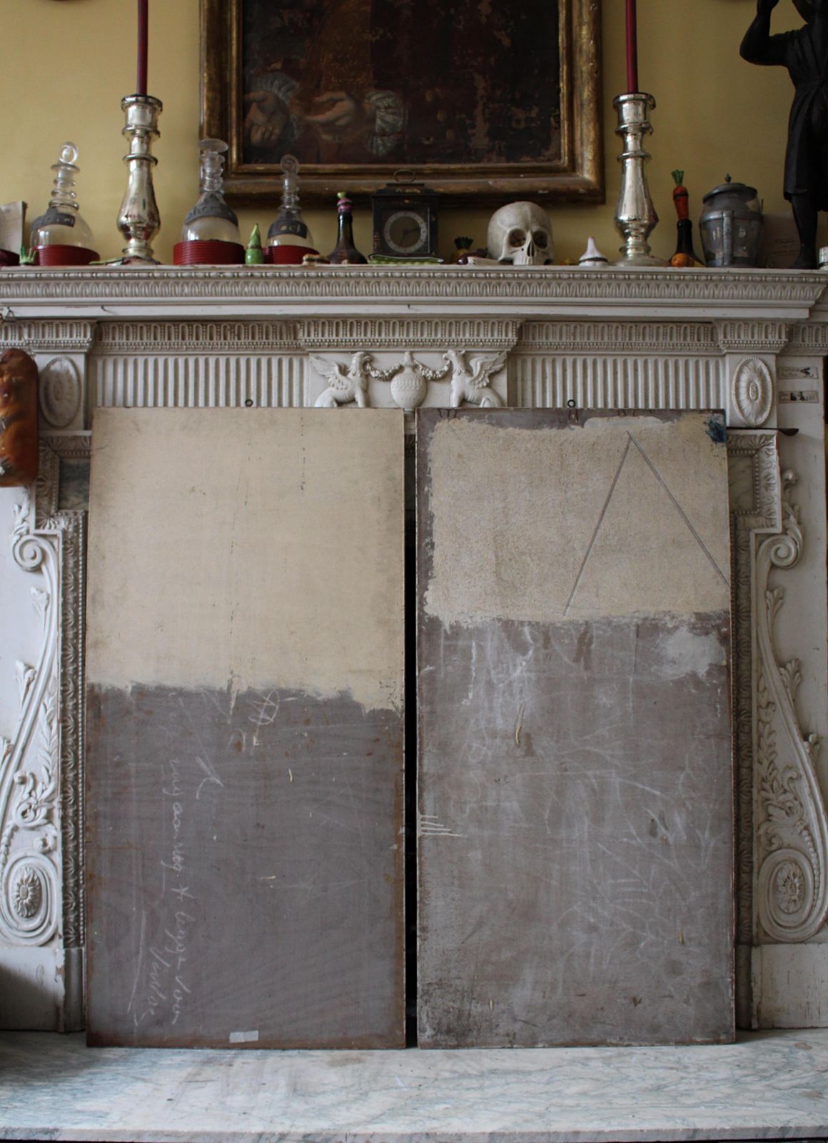 20th Century Pair Of Faux Painted Breccia Marble Panels Grand Tour County House photo vinterior