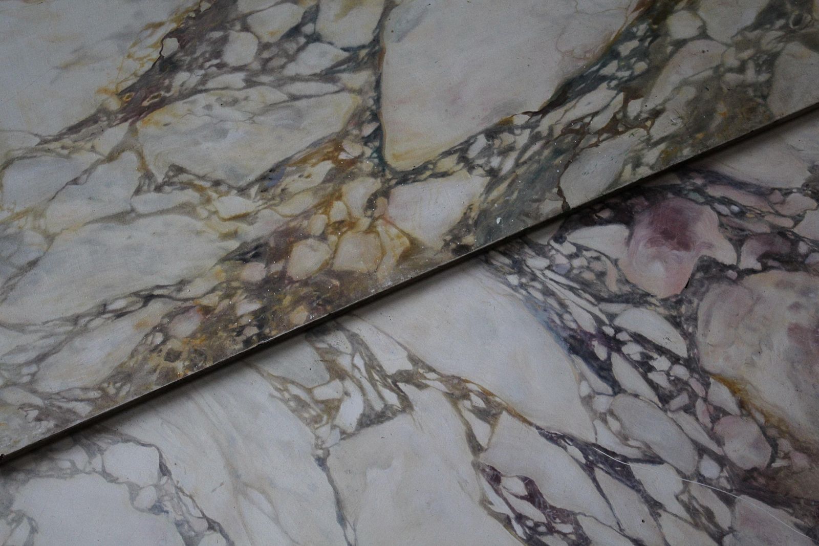 photo furniture 20th Century Pair Of Faux Painted Breccia Marble Panels Grand Tour County House