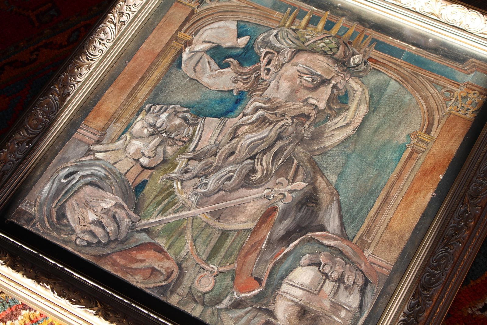 photo buy Five Mid 20th C Fairground Oil On Board Mythical Folk Art Portraits Of Kings