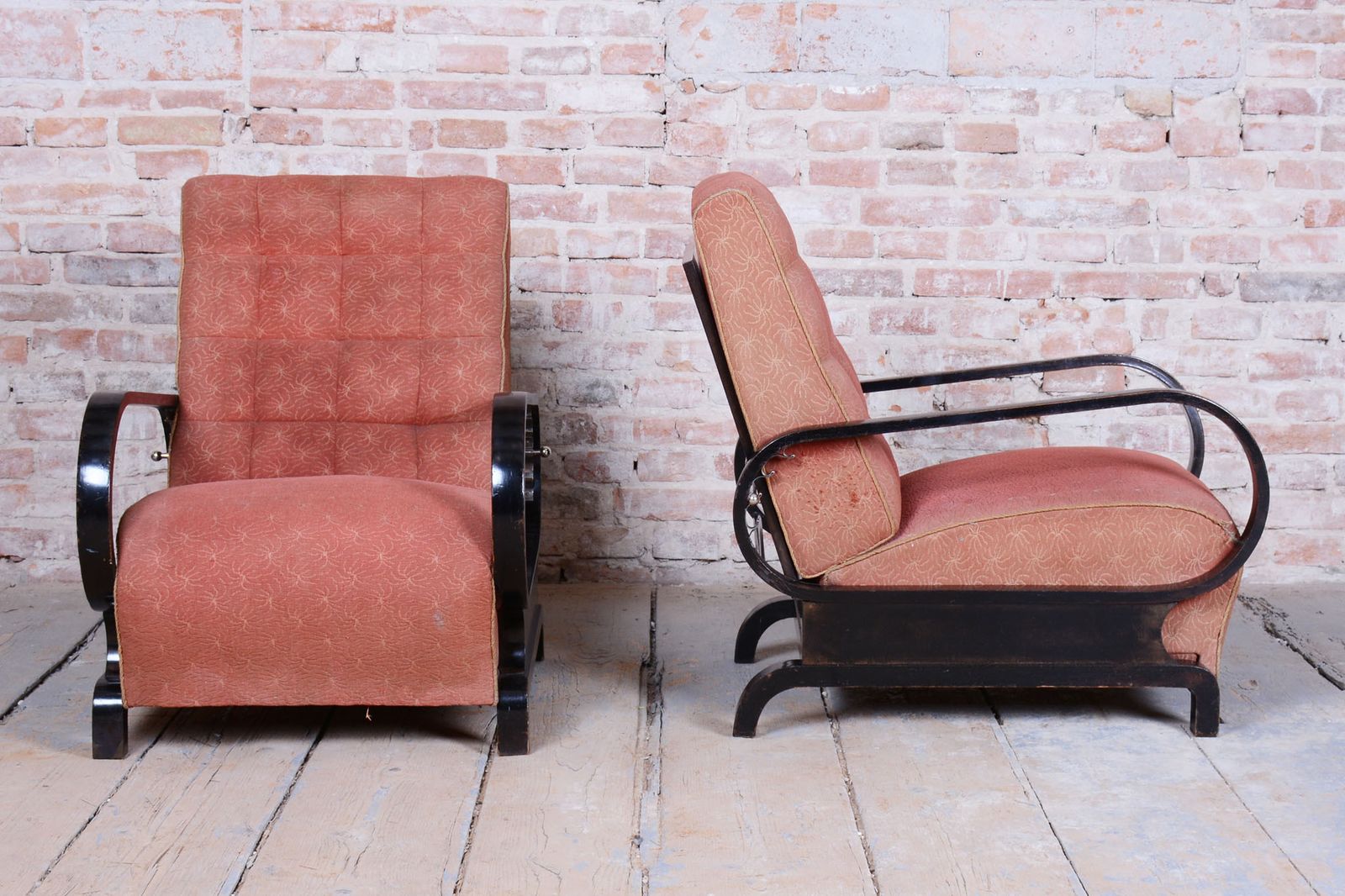 Two Restored Art Deco Reclining Armchairs, By Halabala, Up Závody, Czech. 1920s photo Furniture