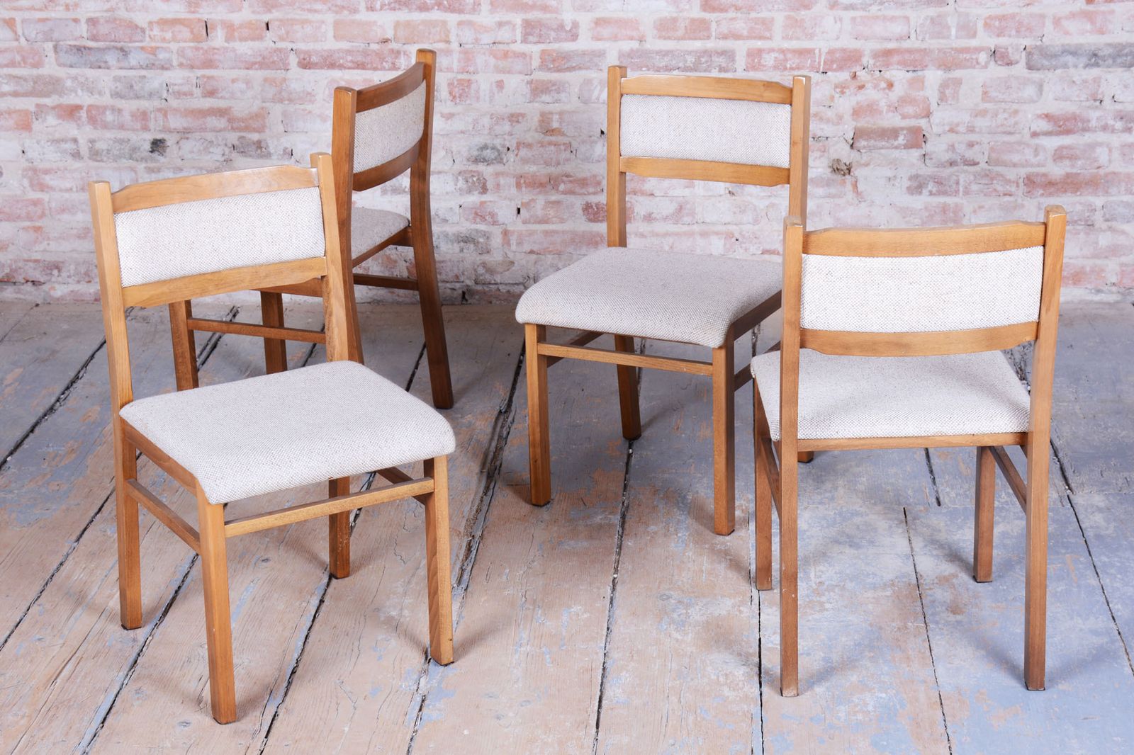 Set Of Four Original Mid Century Dining Chairs, Beech, Czech, 1960s photo Furniture