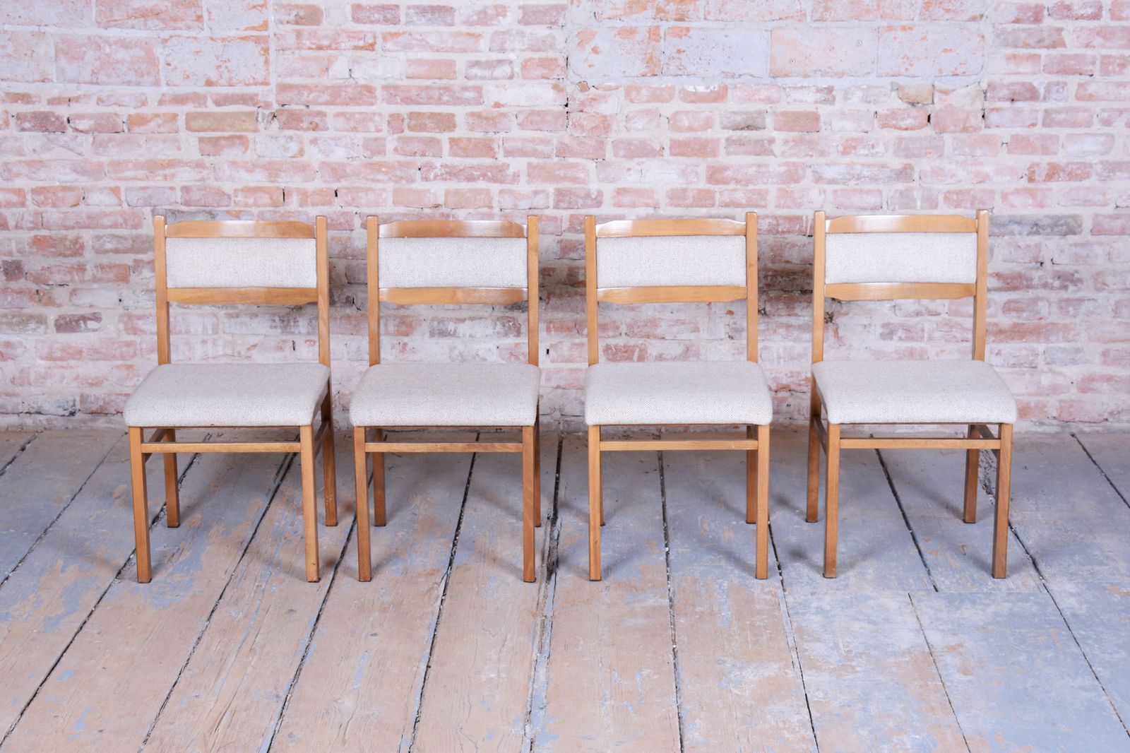 Set Of Four Original Mid Century Dining Chairs, Beech, Czech, 1960s photo buy