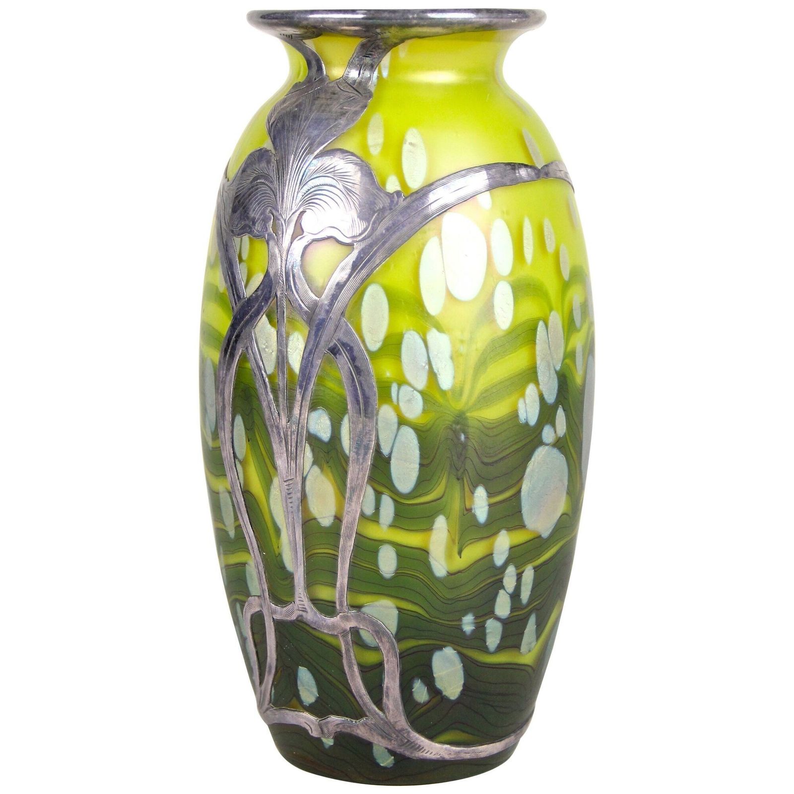 Loetz Witwe Glass Vase "Cytisus Yellow" With Silver Overlay, Cz Circa 1902 photo furniture