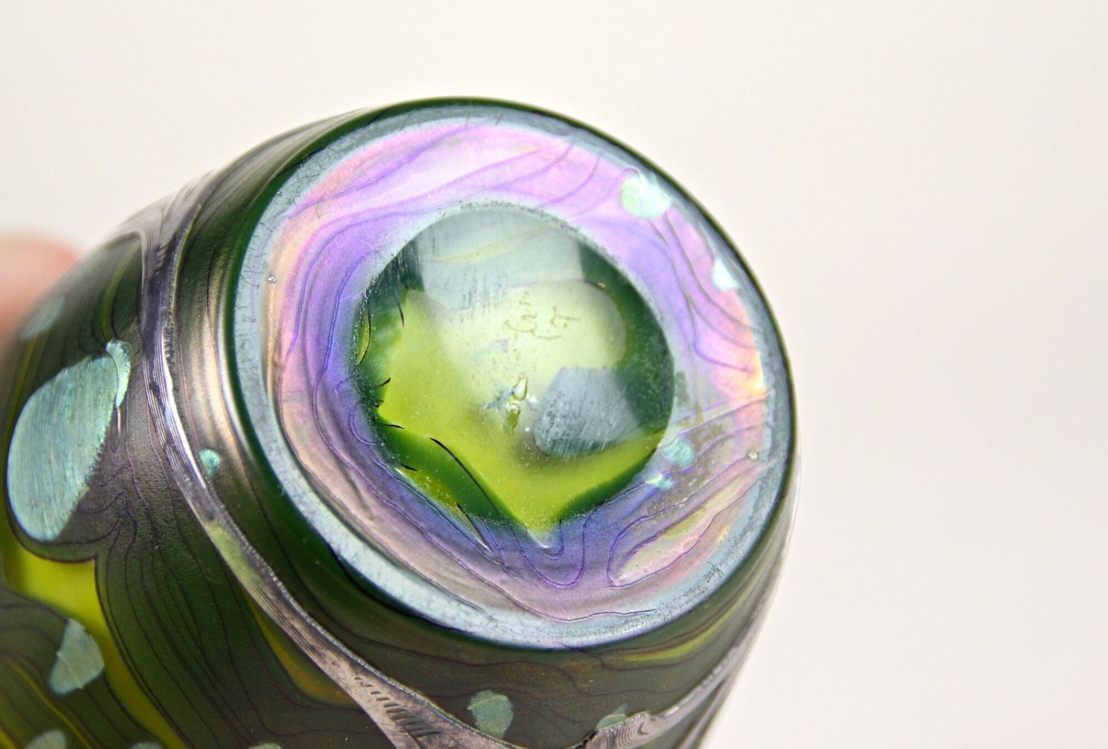 7100.0 Loetz Witwe Glass Vase "Cytisus Yellow" With Silver Overlay, Cz Circa 1902 photo