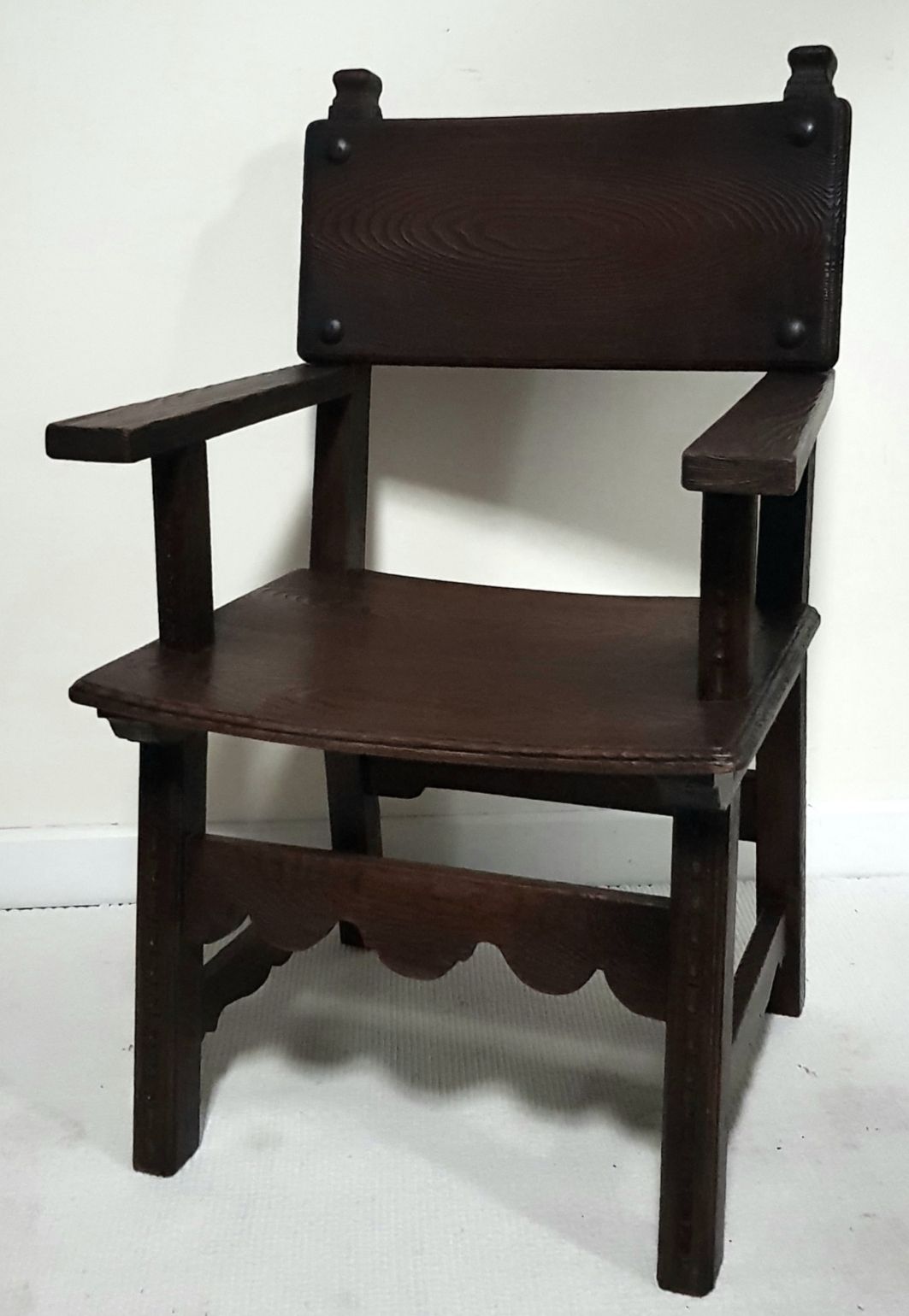 A Pair Of Antique Spanish Carved Oak Carver Chairs. photo vinterior