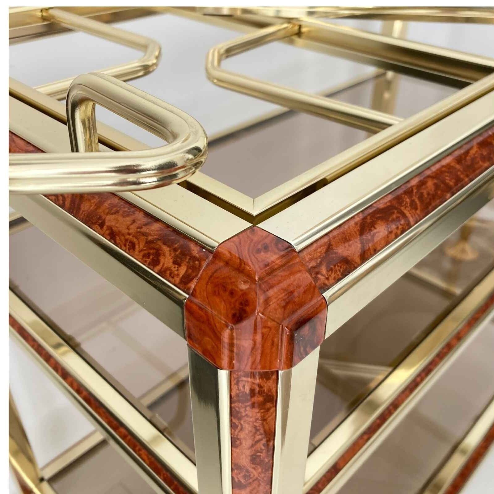French Bar Cart | Pierre Vandel Serving Table | Gold Bronze | 1960s photo Furniture