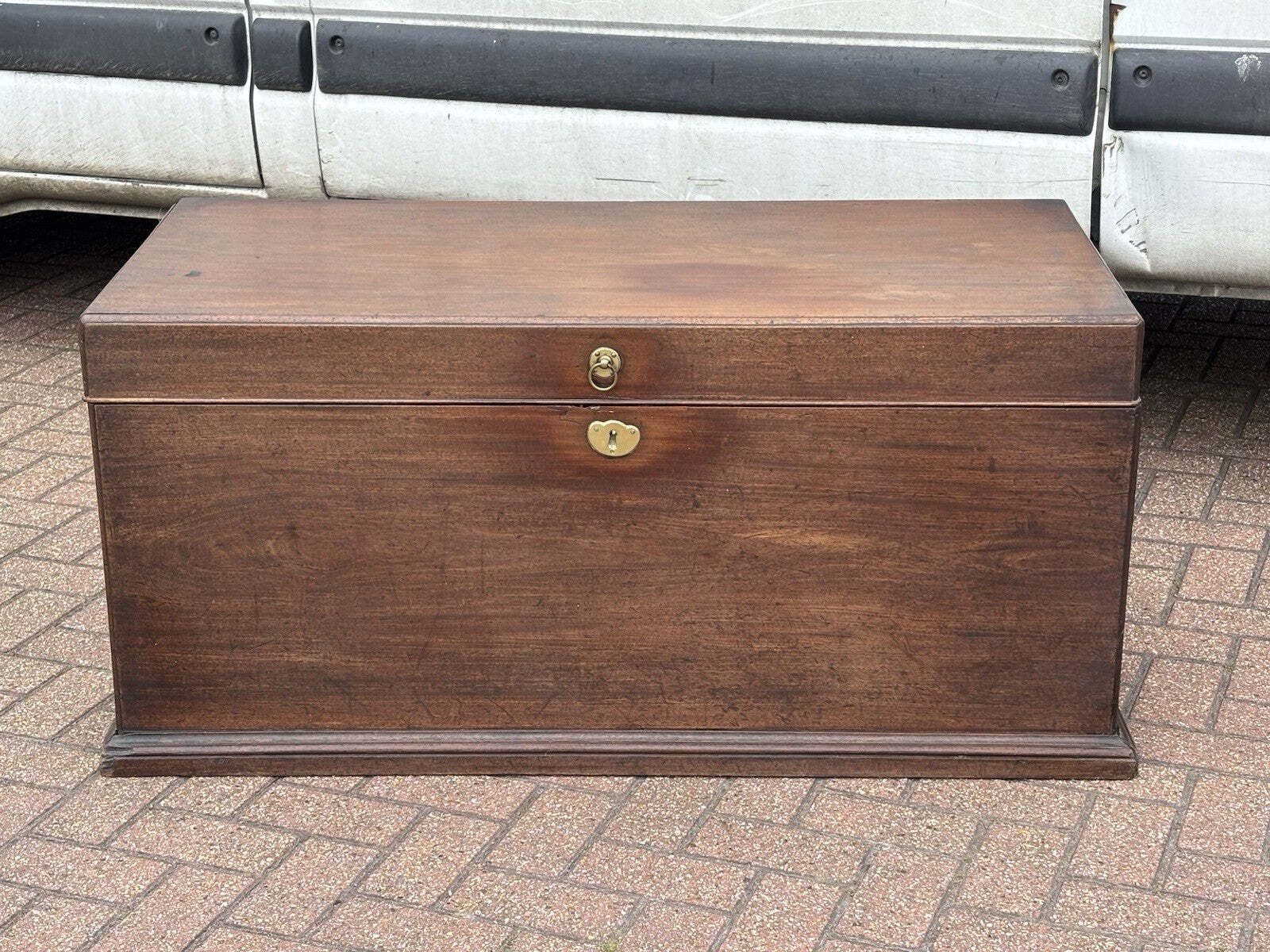 Georgian Mahogany Blanket Chest, Brass Handles, Very Good Quality. photo for sale