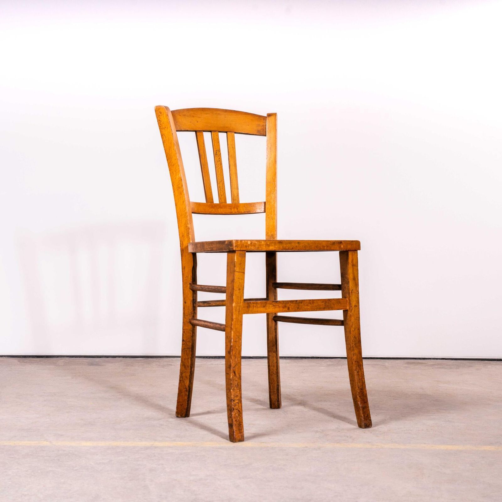1950’s French Warm Oak Farmhouse Dining Chairs – Good Quantity Available photo vinterior