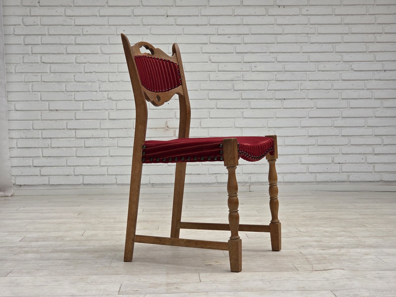 1970s, Set Of 6 Danish Dining Chairs, Original Condition, Oak Wood, Furniture Wool. photo for sale